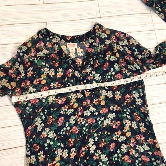 Womens Mossimo navy floral sheer long sleeve top size Small. - Picture 15 of 16